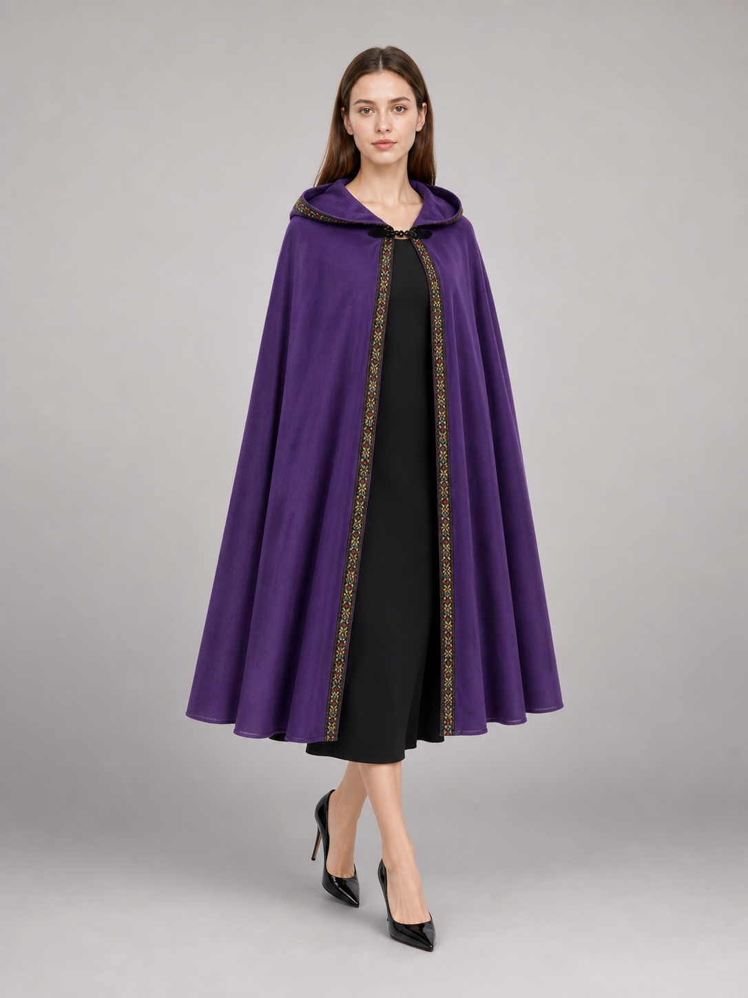 Purple Hooded Velvet Costume Cape product view 67