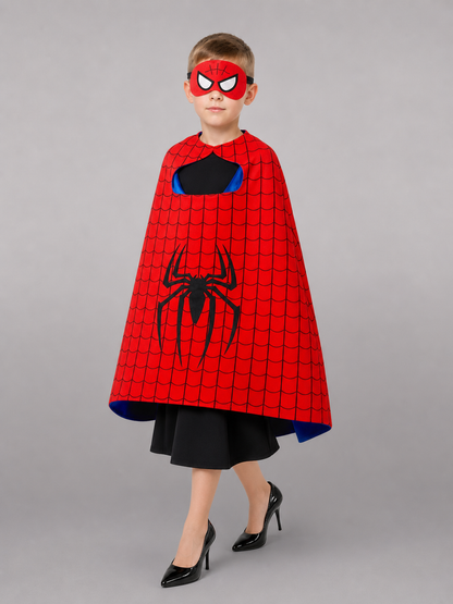 Red carnival cape with mask and spiderweb