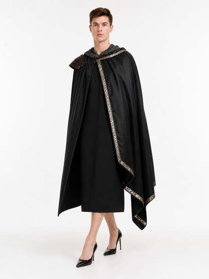 Black Medieval Hooded Carnival Cape