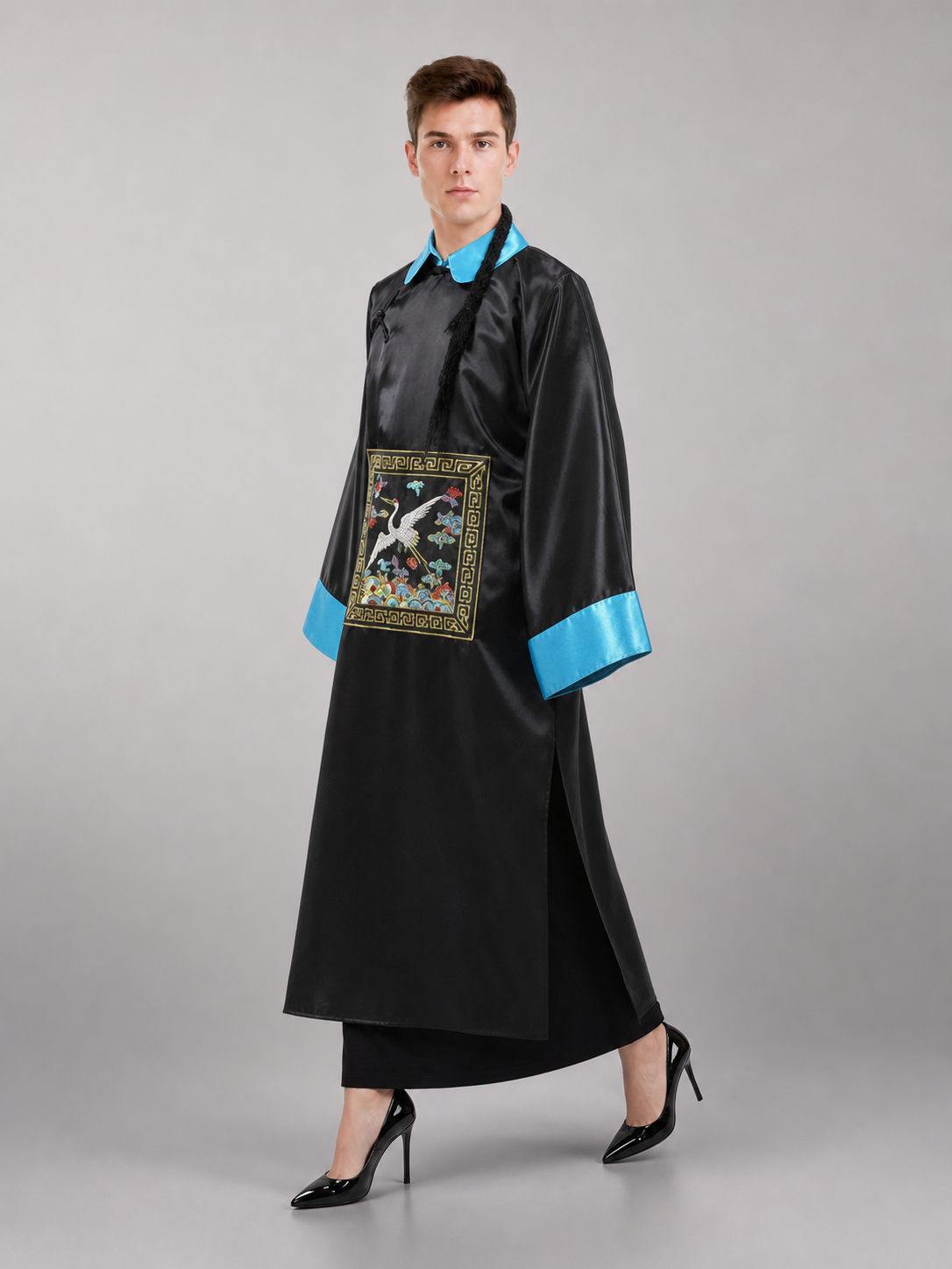 Ancient Chinese Style Costume: Black Robe and Hat