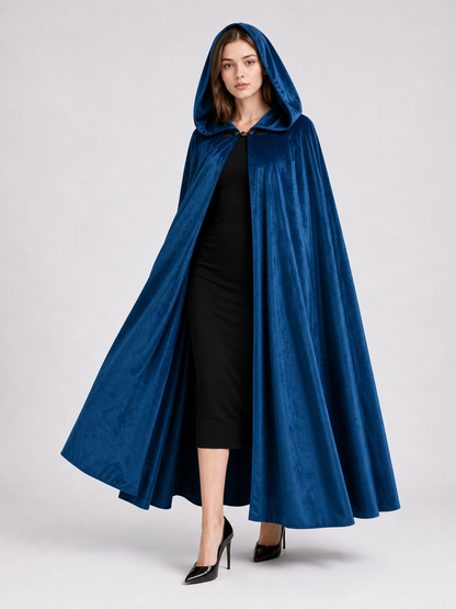 Blue Medieval Hooded Costume Cloak