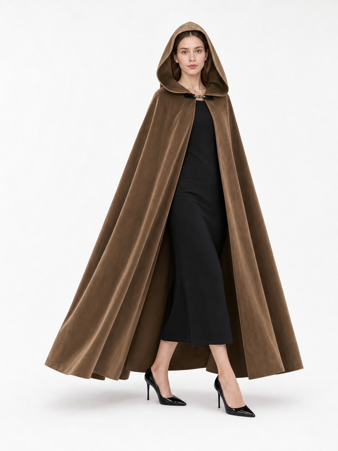 Brown Hooded Costume Cloak