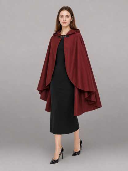 Burgundy Hooded Costume Cloak for Cosplay