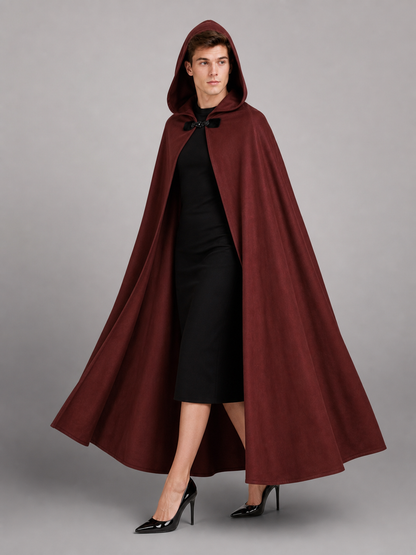 Burgundy Hooded Carnival Cloak for Cosplay