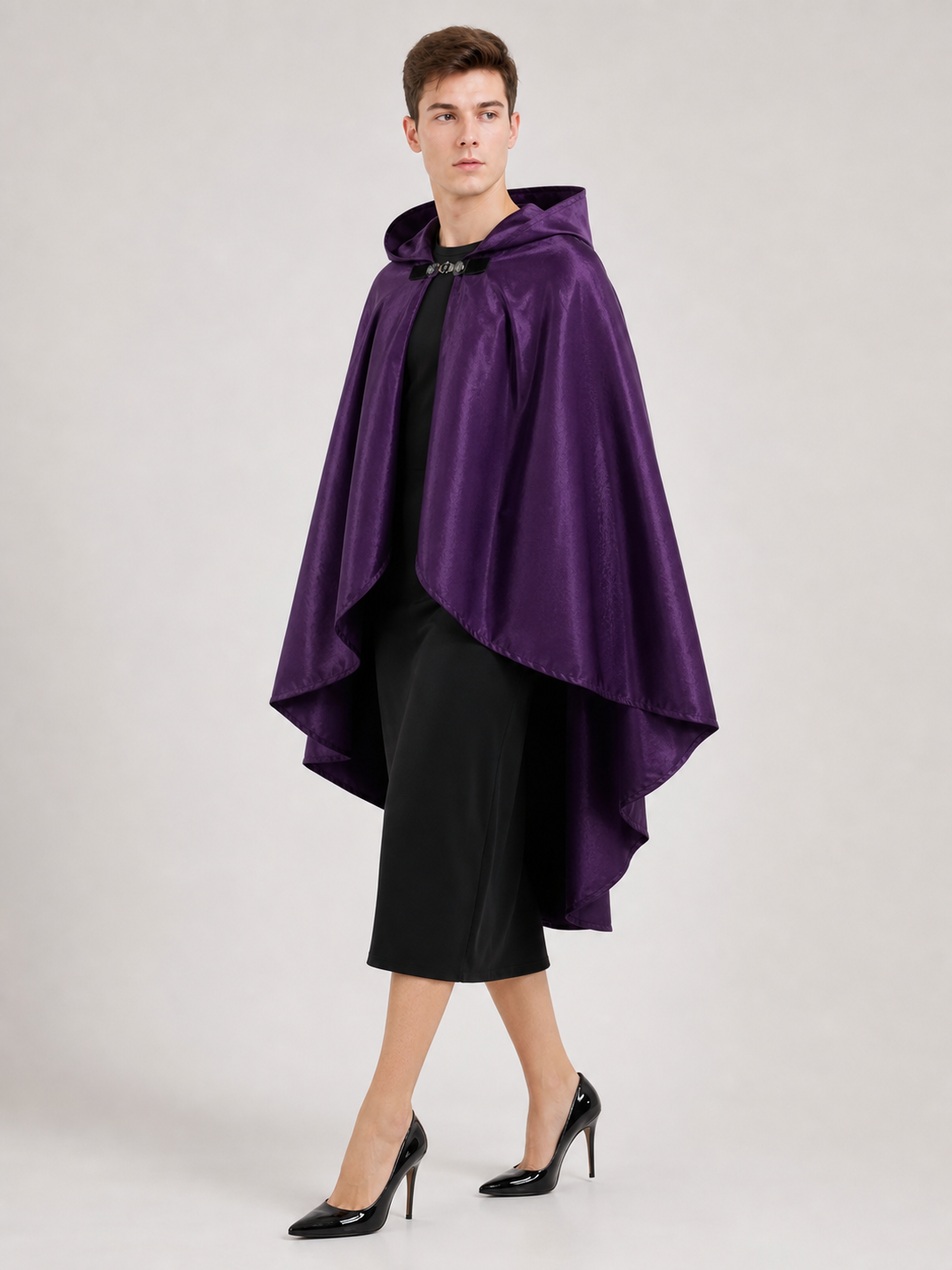 Purple Hooded Medieval Costume Cloak