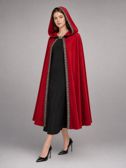 Red Hooded Carnival Cloak for Cosplay