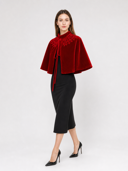 Red carnival cape with a high collar