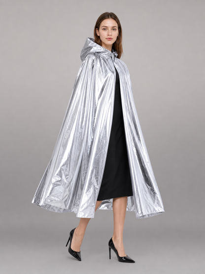 Silver carnival cloak with hood