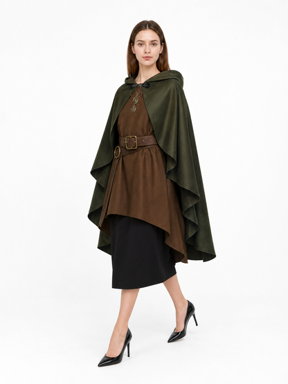 Green Medieval Costume Cloak with Hood