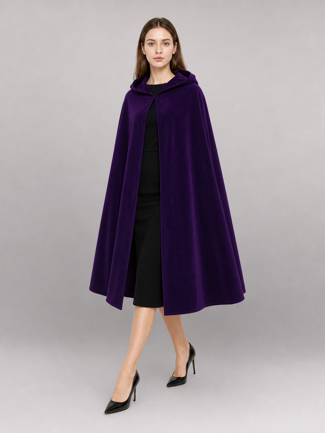 Purple Hooded Costume Cloak