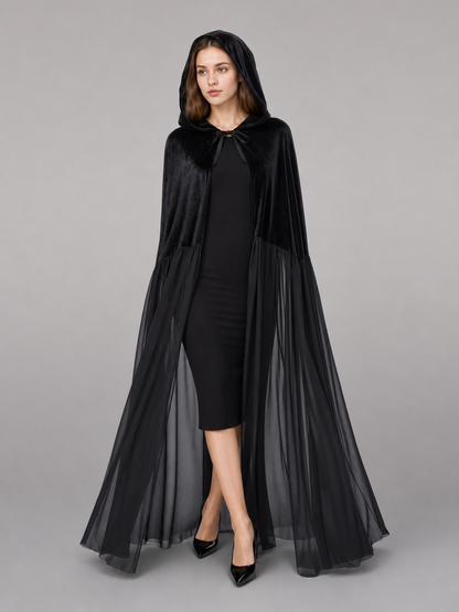 Black hooded costume cape for cosplay
