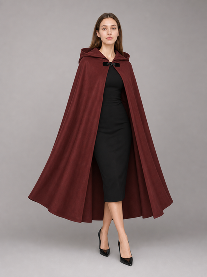 Burgundy Hooded Carnival Cloak for Cosplay
