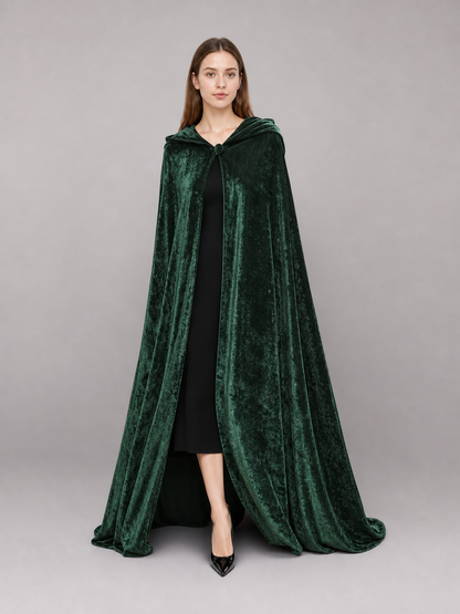 Hooded Dark Green Costume Cloak