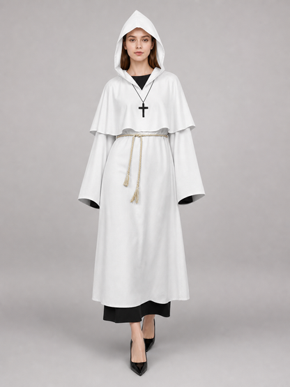 White hooded carnival cloak for cosplay