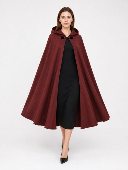 Burgundy Hooded Carnival Cloak for Cosplay