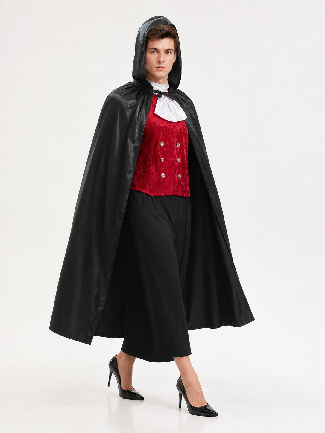Black Hooded Carnival Cloak for Cosplay