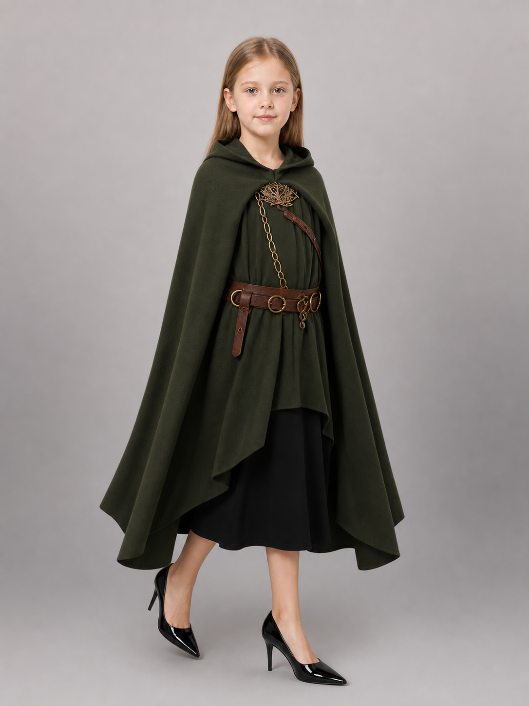Green Hooded Costume Cloak, XL