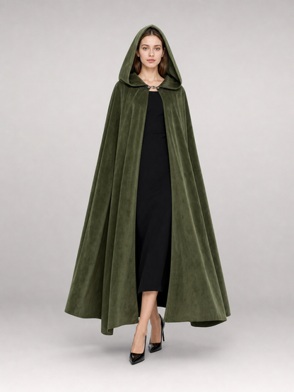 Long Green Hooded Costume Cloak