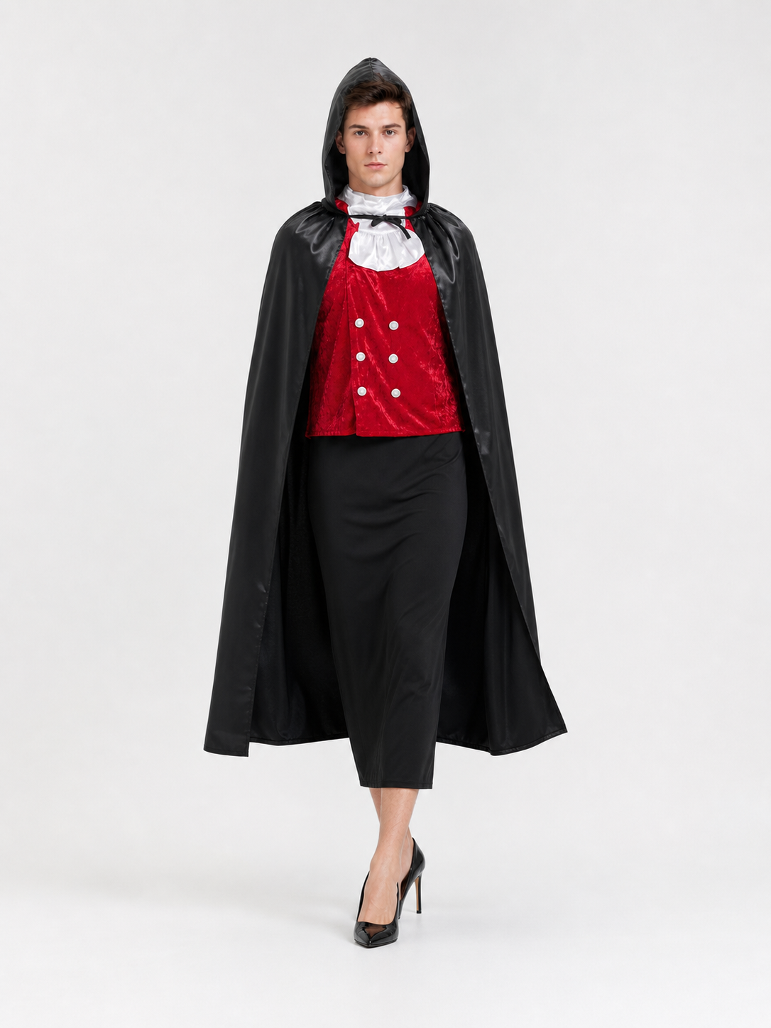 Black carnival hooded cloak for cosplay