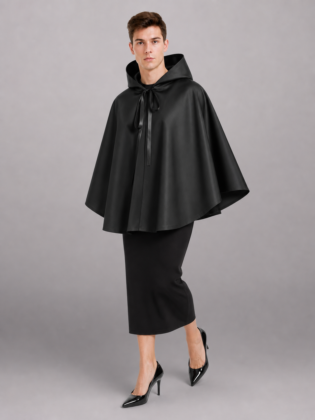 Black Hooded Carnival Cloak for Cosplay