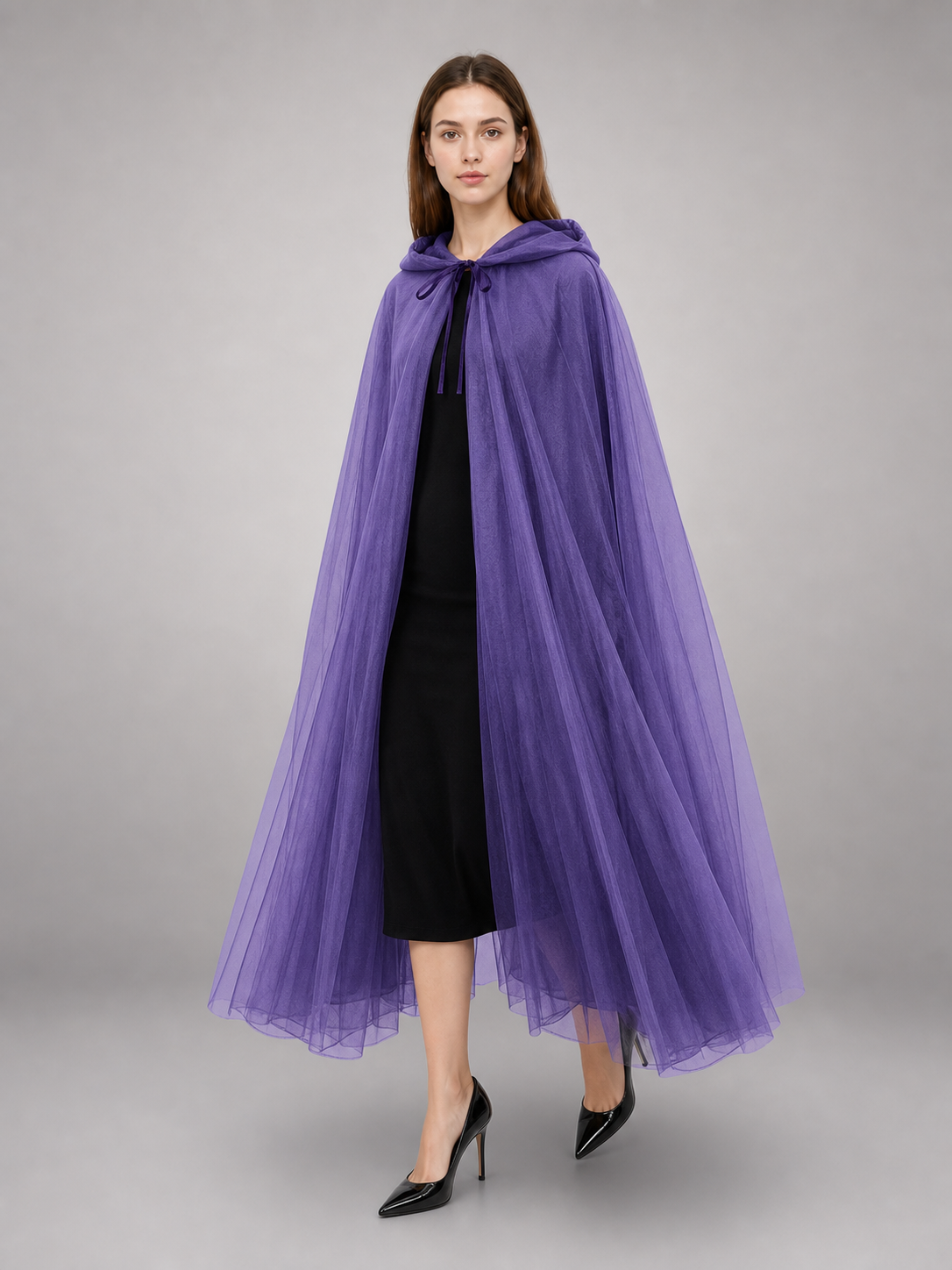 Purple Hooded Costume Cloak