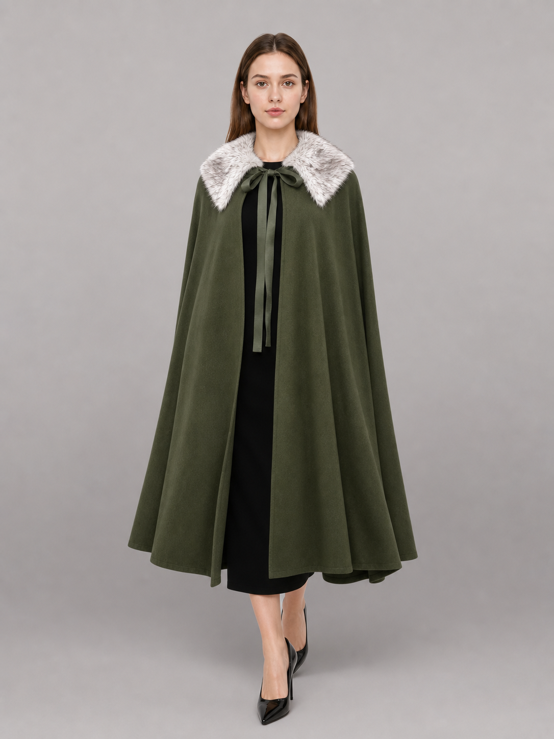 Dark Green Hooded Carnival Cloak