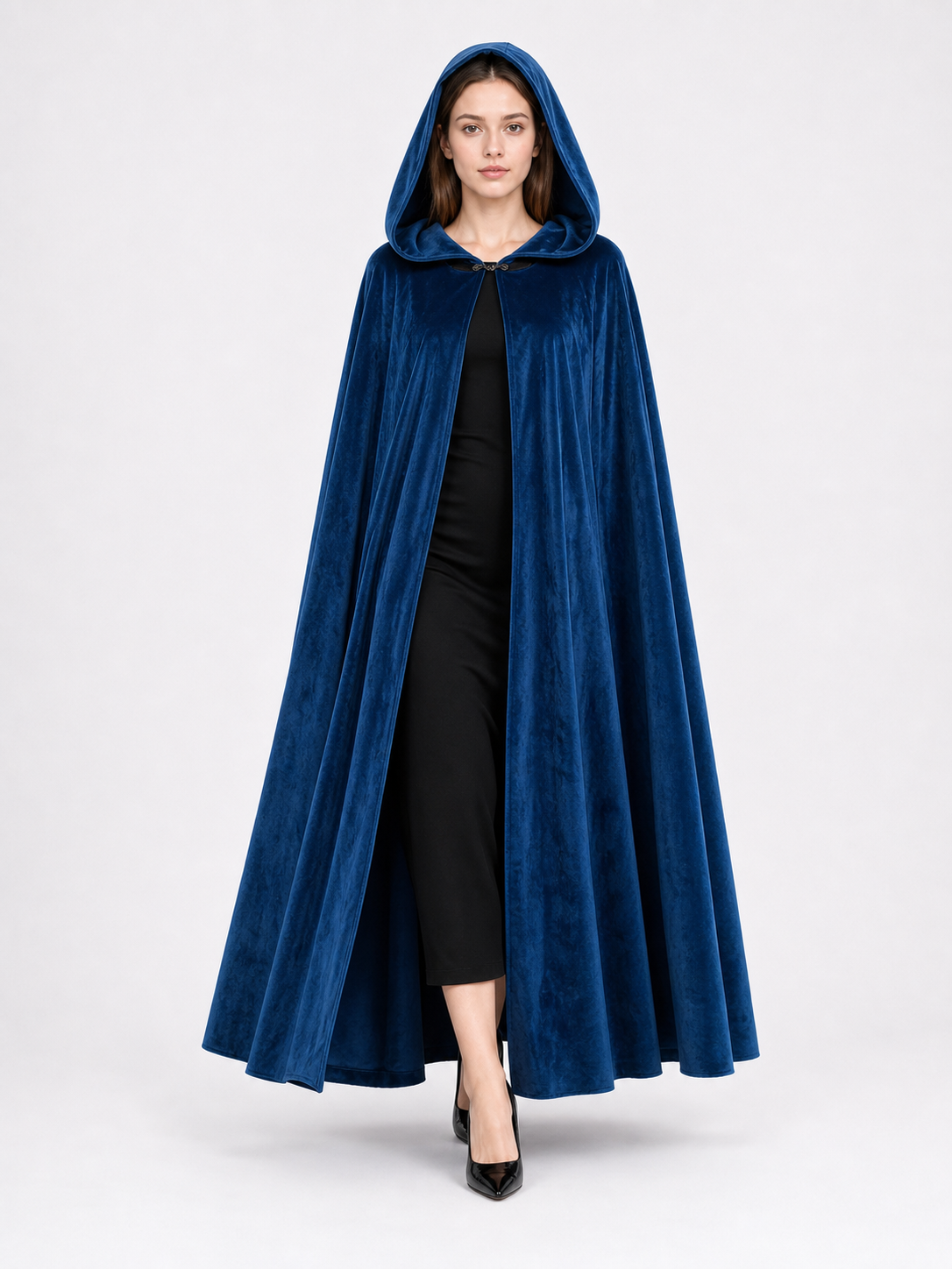 Blue Medieval Hooded Costume Cloak