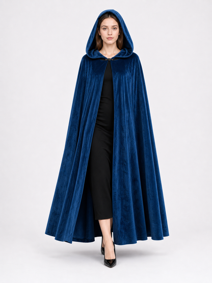 Blue Medieval Hooded Costume Cloak