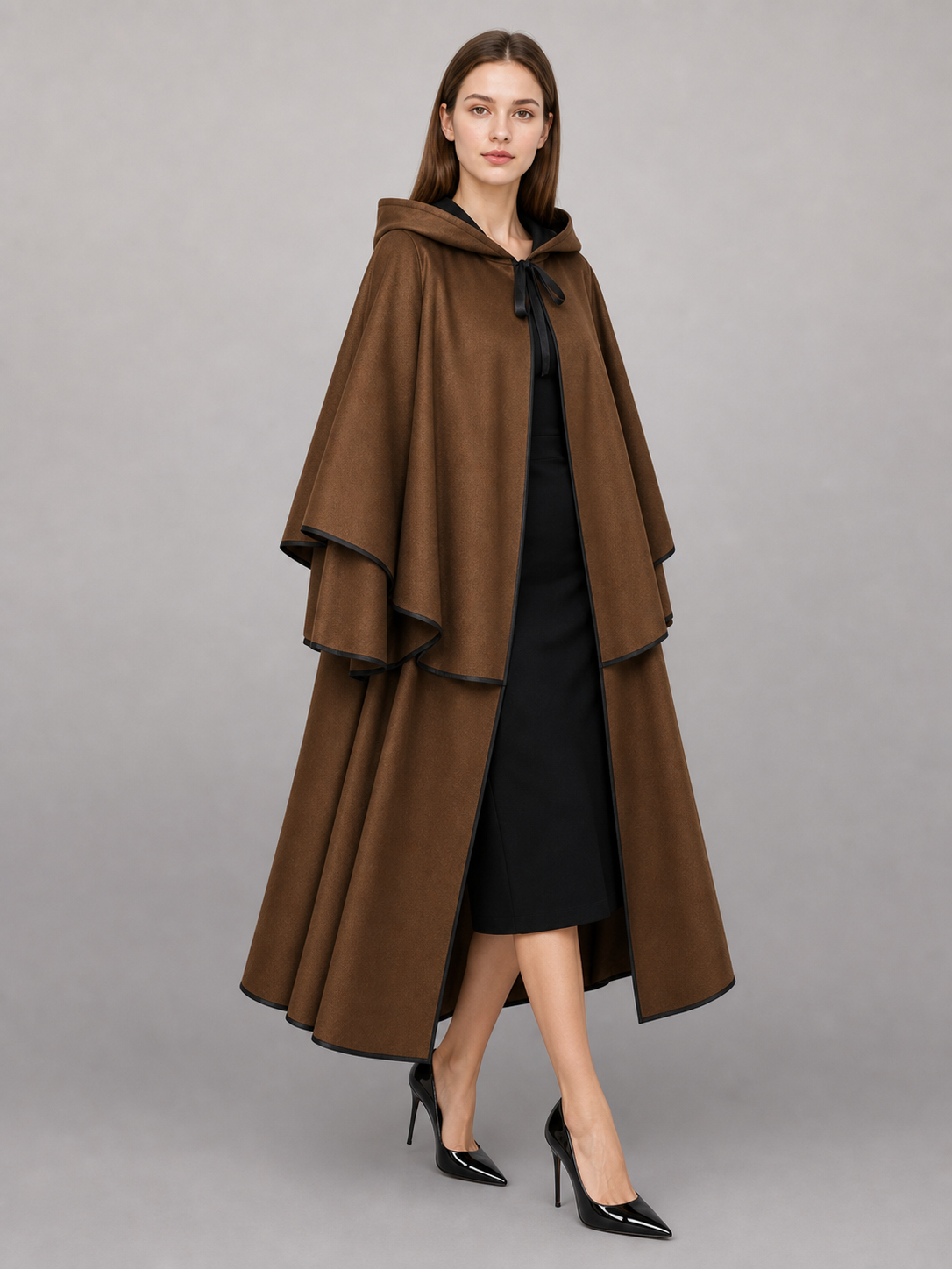 Brown Hooded Costume Cloak