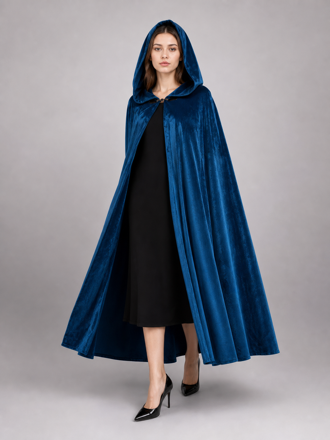 Blue Medieval Hooded Costume Cloak