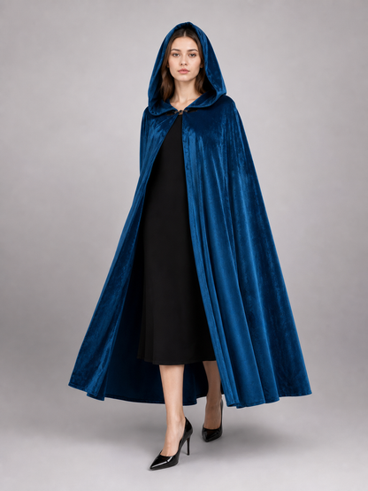 Blue Medieval Hooded Costume Cloak