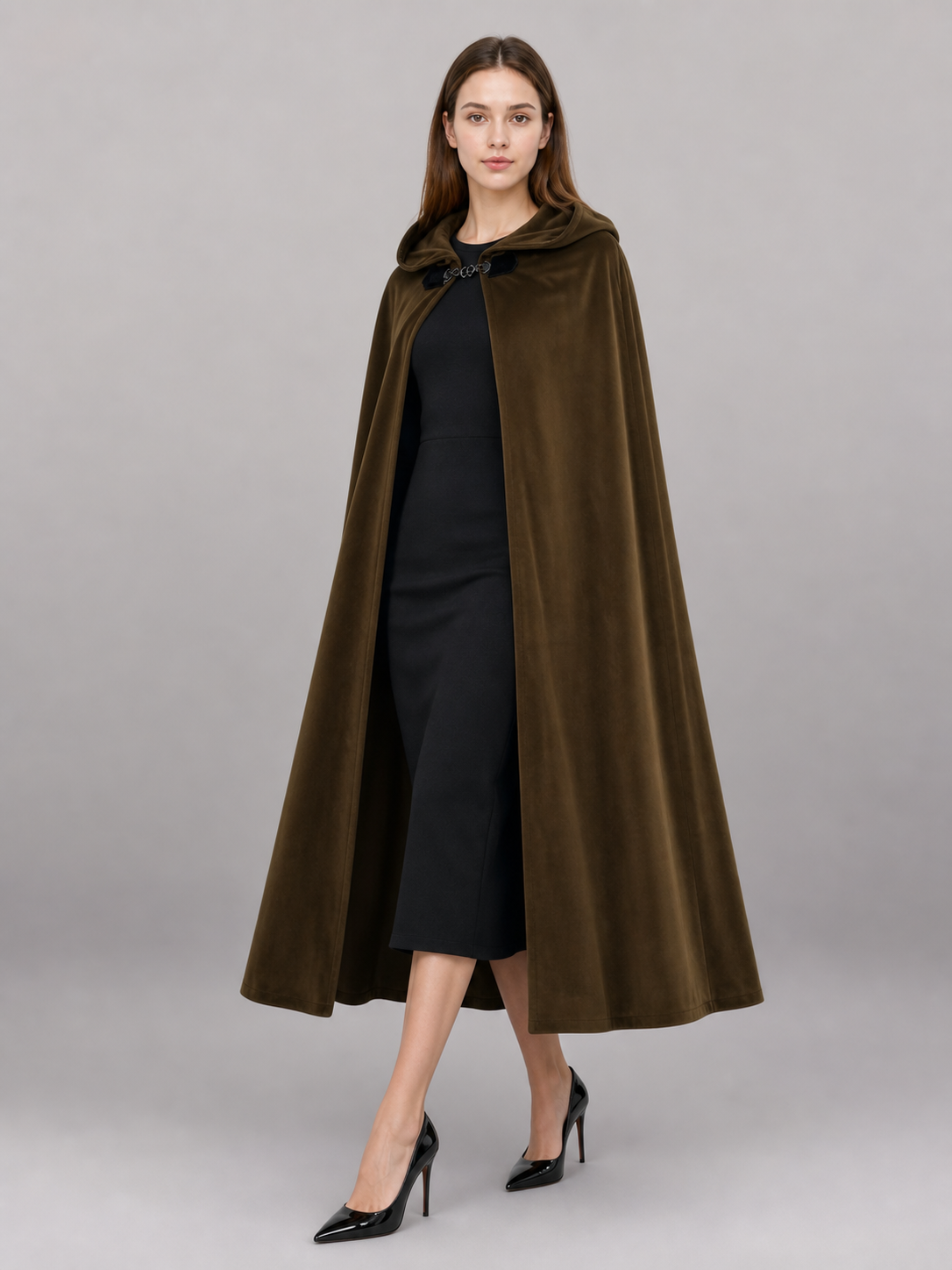 Brown Hooded Costume Cape