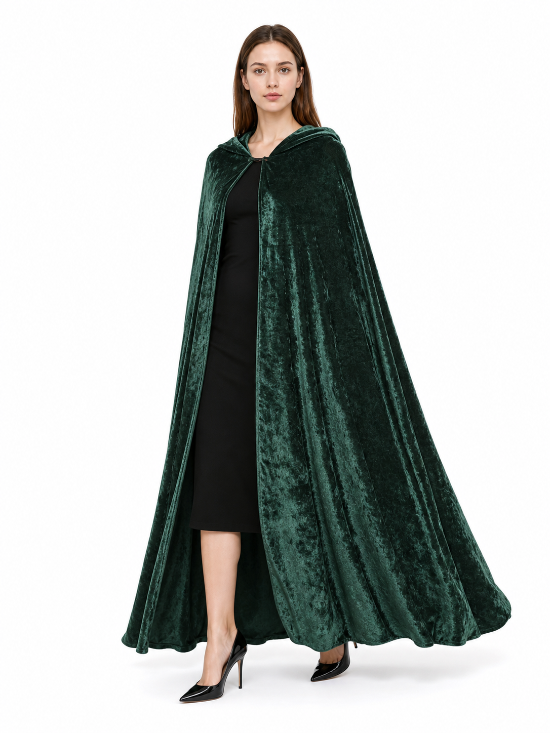 Hooded Dark Green Costume Cloak
