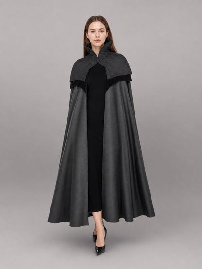 Black Hooded Fantasy Costume Cloak