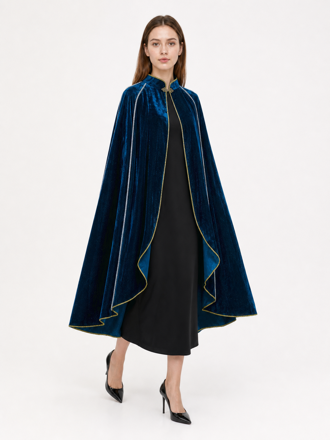 Dark Blue Hooded Costume Cape
