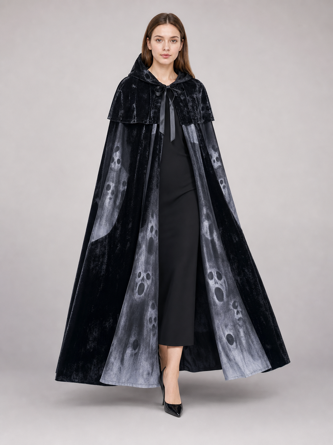 Black hooded costume cloak for cosplay