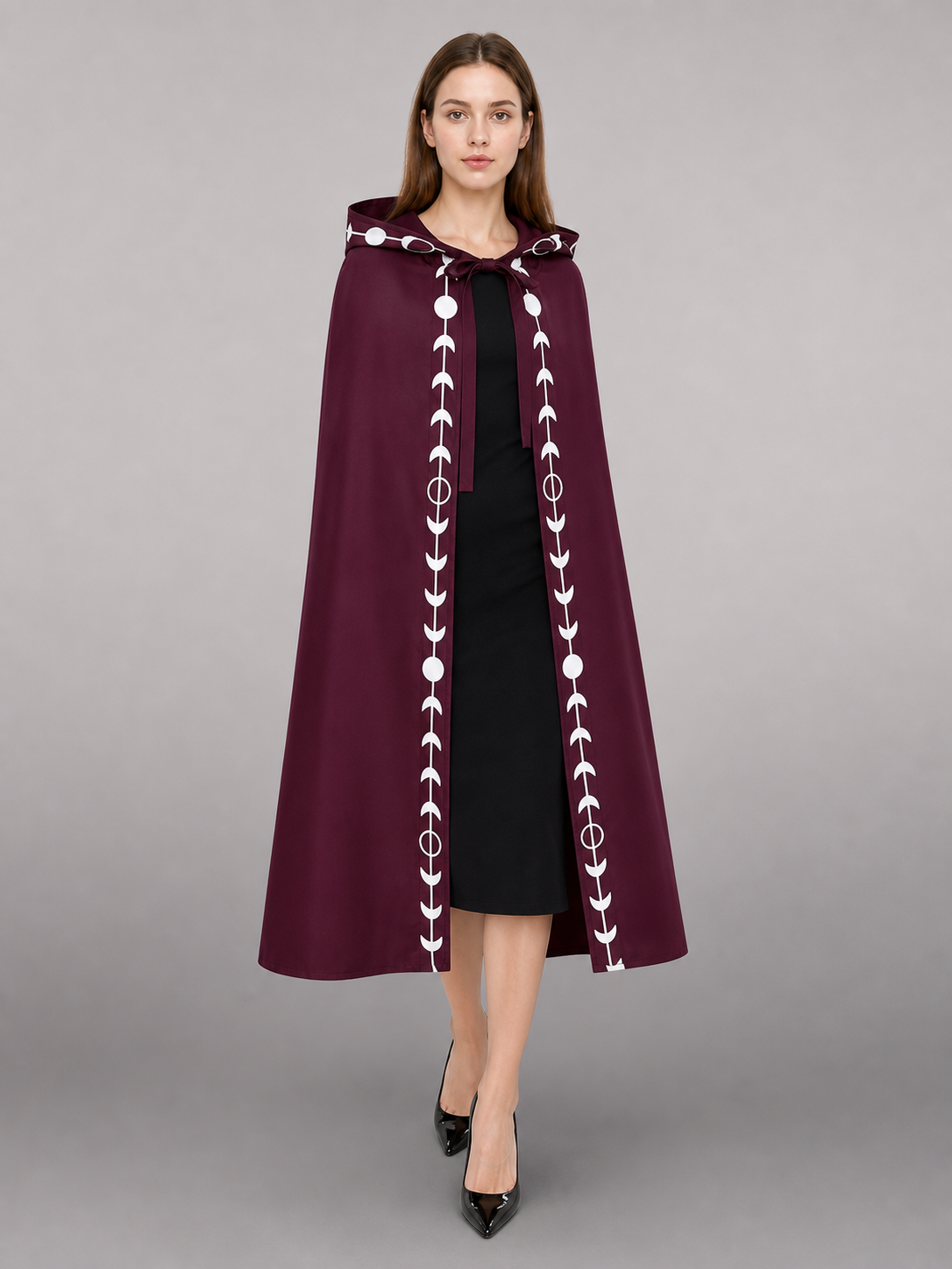 Burgundy Hooded Carnival Cloak