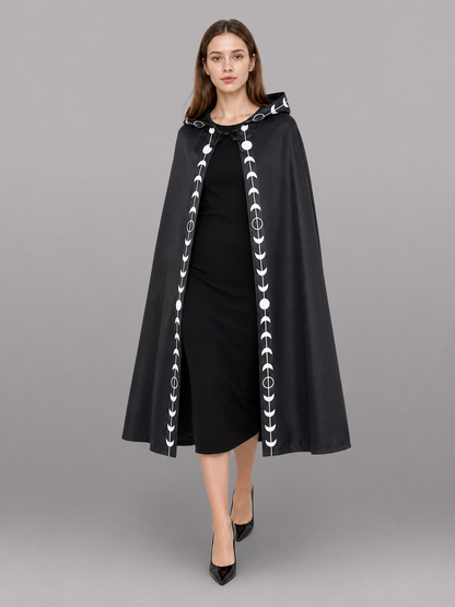 Black carnival cloak with a pointed hood