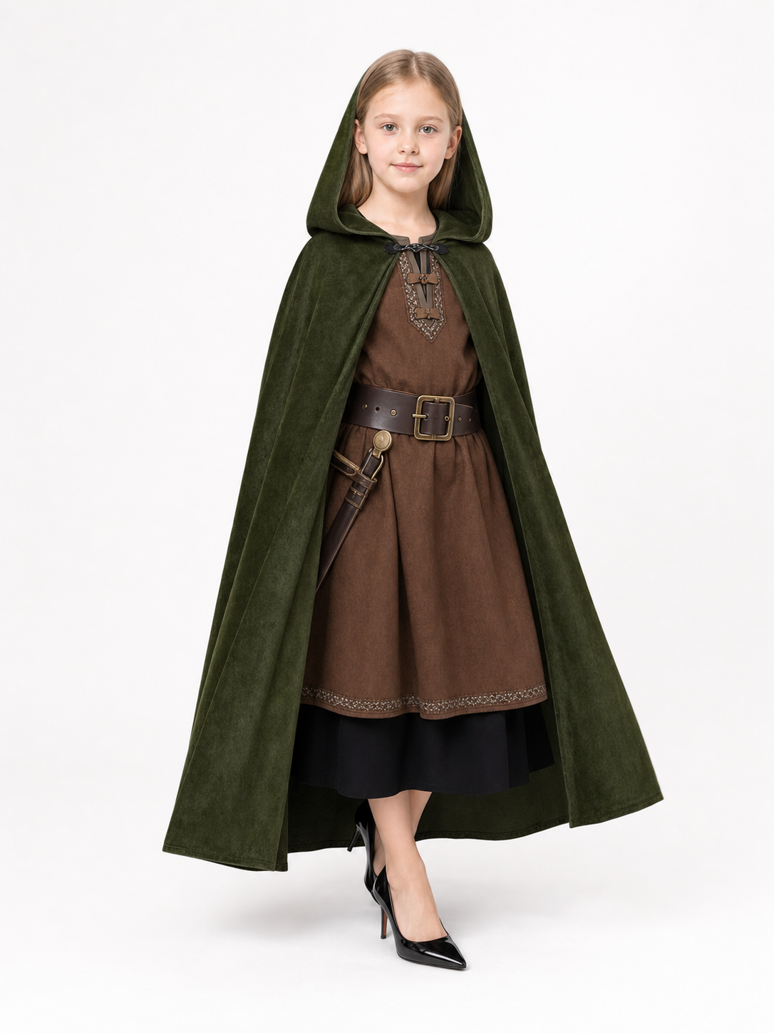 Dark Green Hooded Carnival Cloak