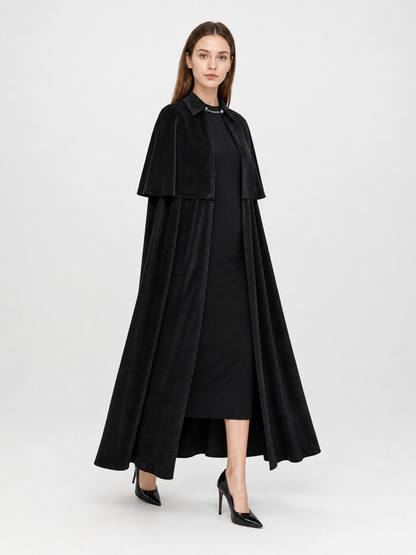 Black Carnival Cape with High Collar
