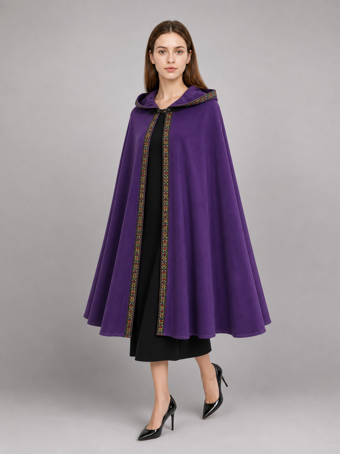 Purple Hooded Velvet Costume Cape product view 69