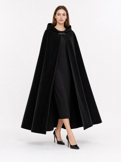 Black costume cloak with a large hood