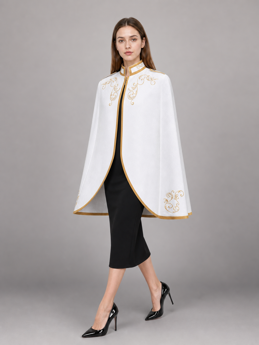 White carnival jacket with gold trim