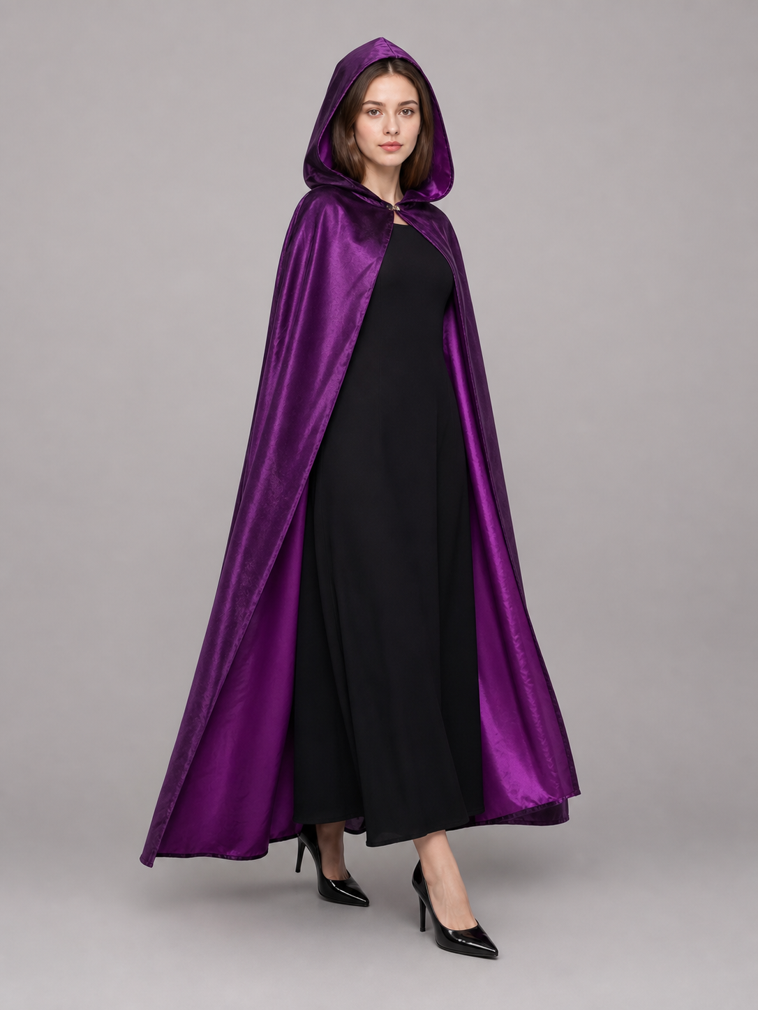 Purple Hooded Costume Cloak