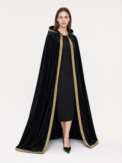 Black Hooded Costume Cloak, Medieval Look