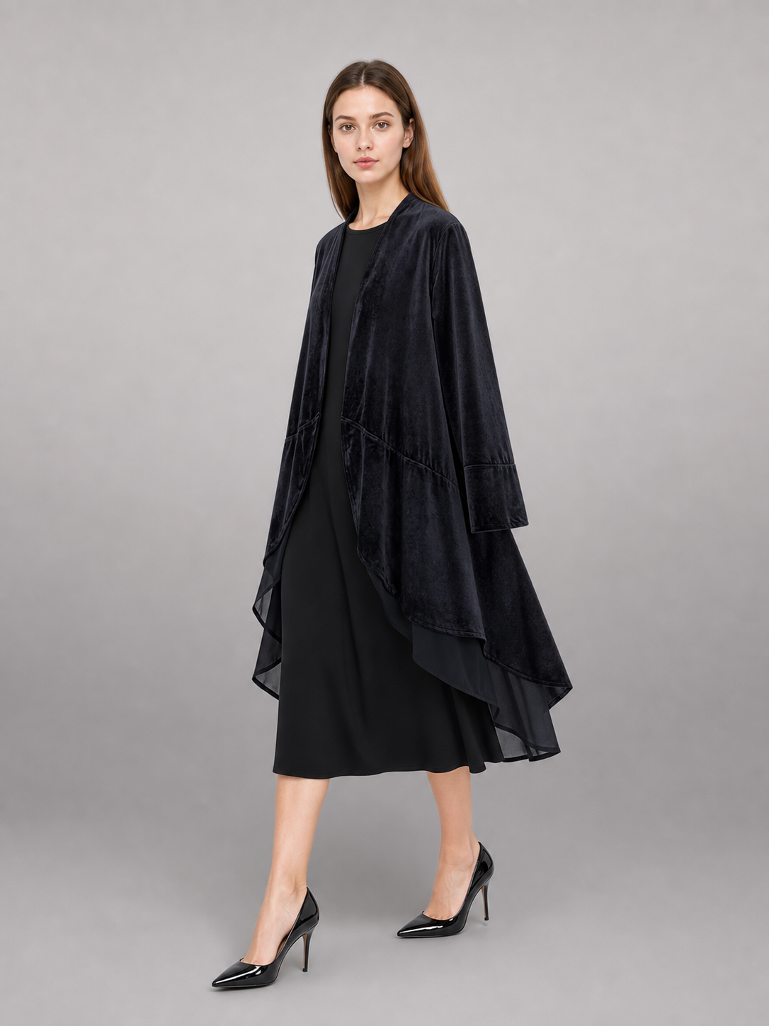 Black Carnival Cloak with Long Sleeves