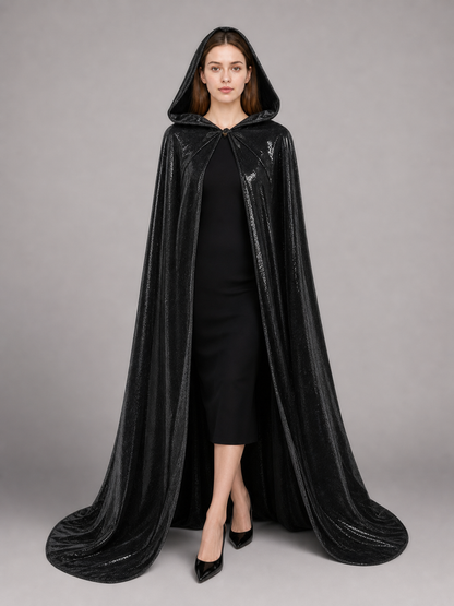 Black Gothic Hooded Carnival Cloak