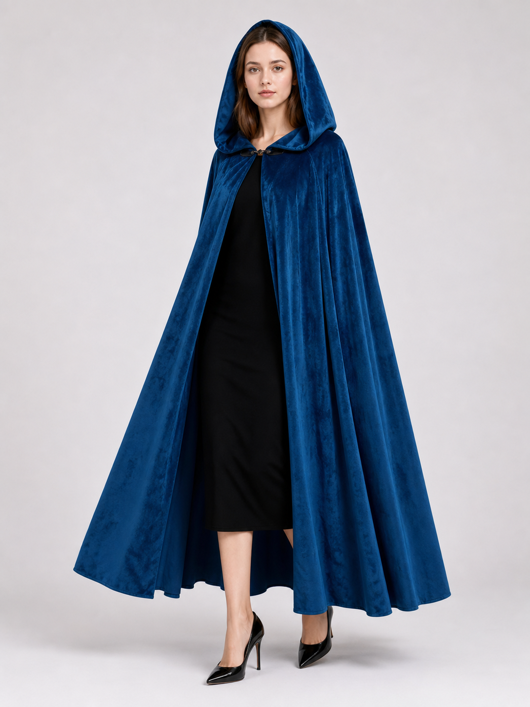 Blue Medieval Hooded Costume Cloak