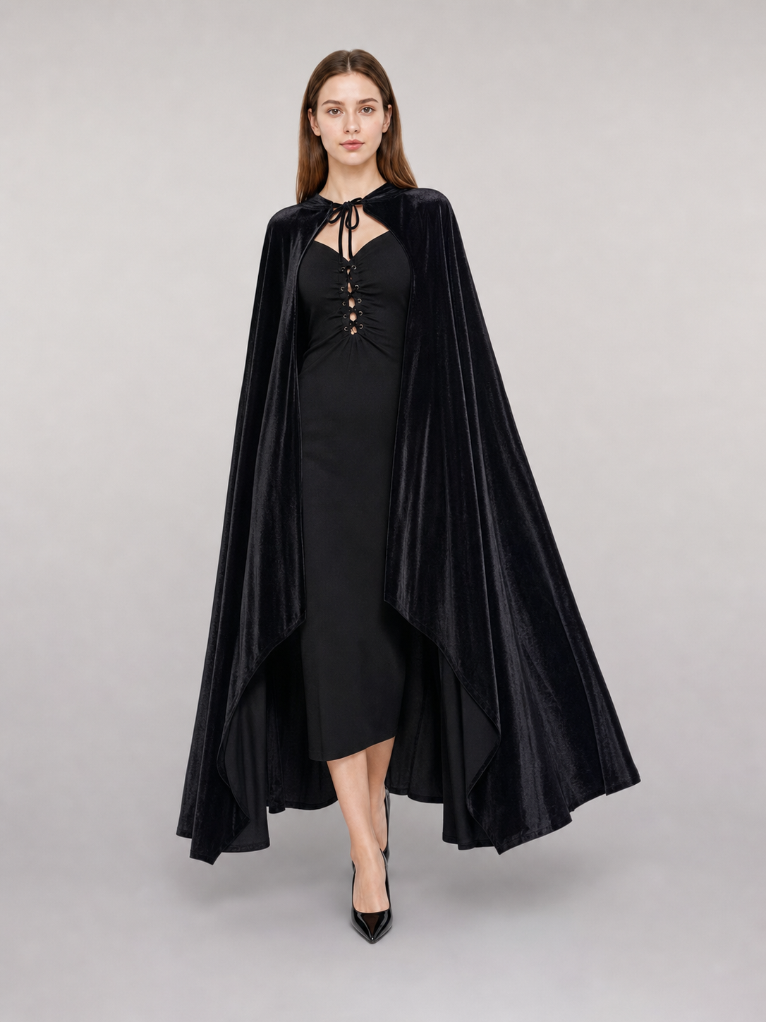 Black gothic carnival dress with sleeves