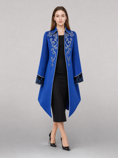 Long blue carnival cape with embroidery